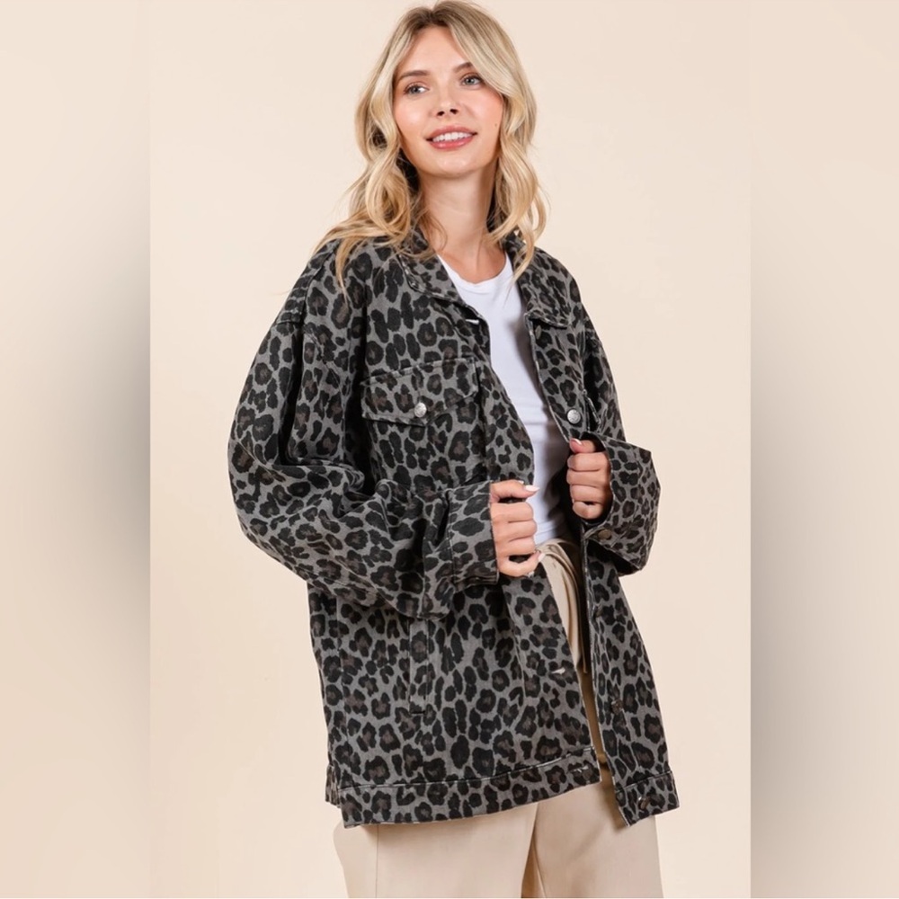 NWT Mittoshop Leopard Print Oversized Jacket - Picture 2 of 12